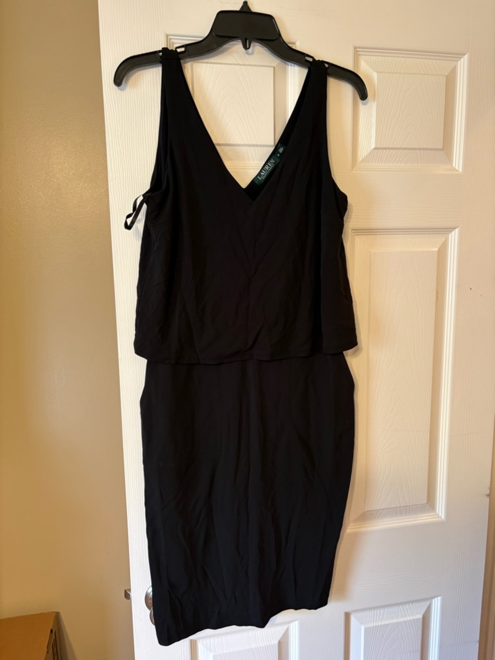 Ralph Lauren Black V-Neck Sleeveless Midi Dress